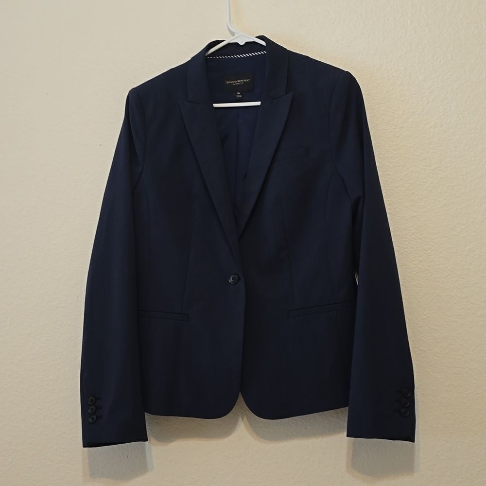 Banana Republic Classic Fit washable long and lean blazer cotton blend 10
